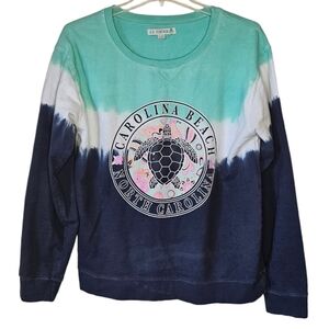 US Vintage Carolina Beach, NC  Tie Dye  Turtle Graphic Sweatshirt Size XL